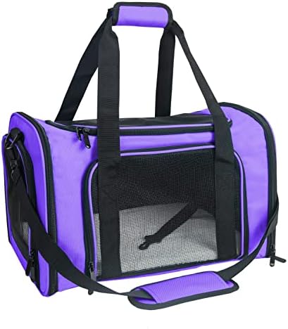 Soft Sided Carrier for Small Medium Cats Dogs,TSA Airline Approved Collapsible Travel Pet Carrier Medium Purple by NextFri