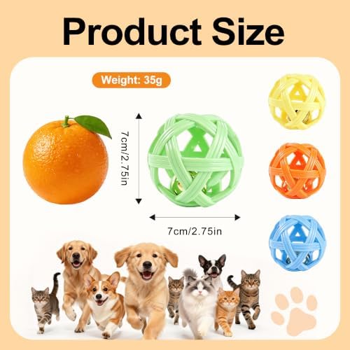 4-Pack Balls with Inside Bell, Non-Toxic Toys for Small Dogs & Puppies - Image 2