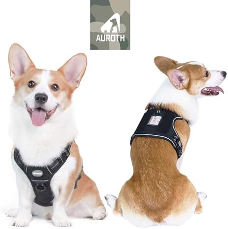 AUROTH Tactical Harness for Small Medium Dogs No Pull Adjustable Pet Harness Reflective K9 Working Training Easy Control Vest Military Service Dog Harnesses Black M - Image 2