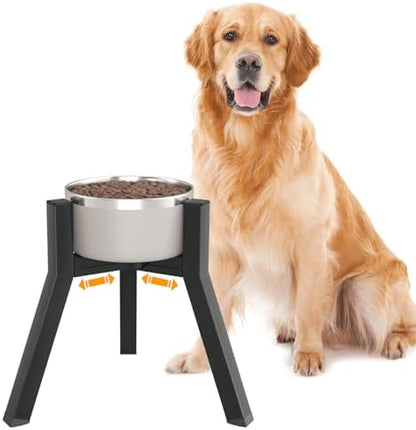 Dog Bowl Stand for Medium Large Dogs, Adjustable Width Elevated Dog Bowls 7-10.6", Raised Dog Food Water Bowls, 11 inch Tall Single Holder, Black,Bowl Not Included by TIDANT