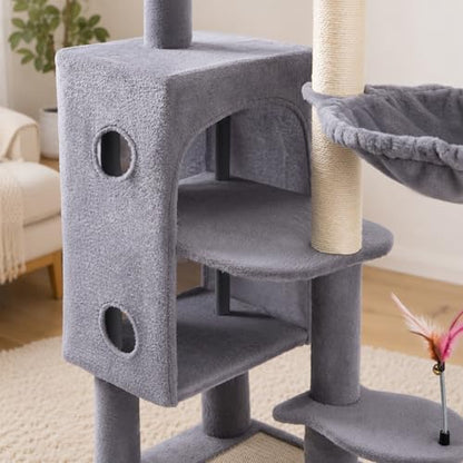 HUITREE 45in Cat Tree Tower with Big Condo for Indoor Cats,Cat Tower with Scratching Post,Scratching Board and Cat Toys,Multi-Level,Small Space,Transformer Cat Tree (336G) - Image 6
