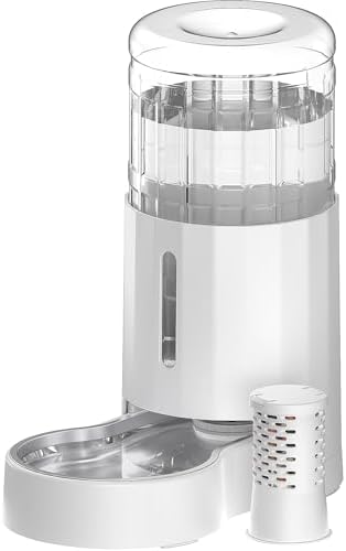 CZPET Gravity Dog Water Bowl Dispenser, Wider Mouth (8L+Filter,White) by CZPET