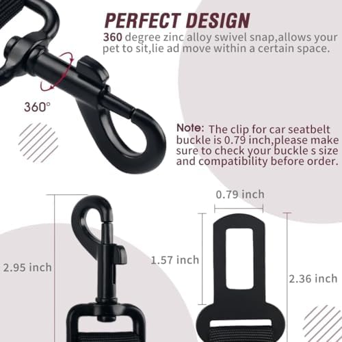 COOYOO Dog Seat Belt,Retractable Dog Car Harness Seat Belt for Car Adjustable Nylon Pet Safety Seat Belts Heavy Duty & Elastic Bungee Buffer - Image 5