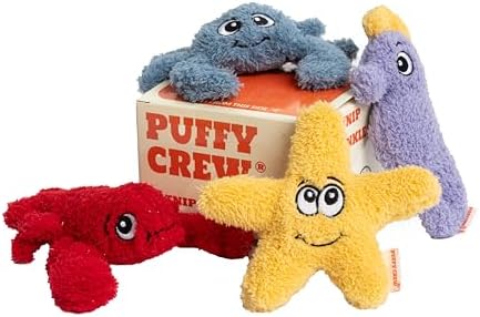 4 Pack Interactive Catnip Cat Plush Toy, Ocean Theme Set, 5'', for All Breed Size Cats (4 in 1) by PuffyCrew