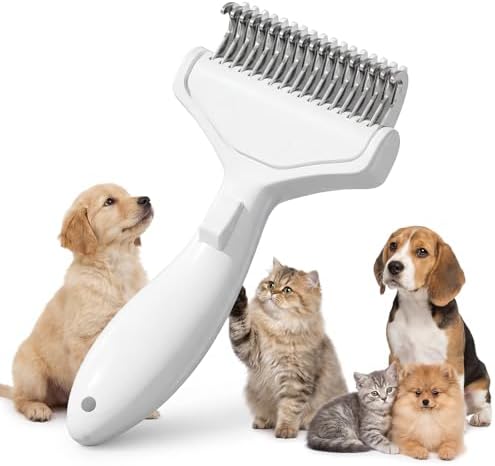 Self Cleaning Deshedding Comb, Undercoat Rake for Dogs & Cats(ivory white) by Unknown