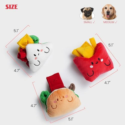 Nocciola Squeaky Hide and Seek Dog Snuffle Food Toys, Interactive Plush Stuffed Pet Supplies for Puppy Small Medium Breeds, Cute Burrow Cognitive Digging Treat Hiding Enrichment Puzzle Toy, 3 Packs - Image 5