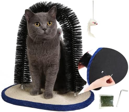 [Upgraded Version] Pehum Anti Fall Down Cat Arch Self Groomer and Massaging Brush for Indoor Cats,Cat Scratching Pads,Cat Toys (M: Brush Height：13.4") by Pehum