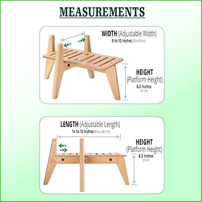 Dog Water and Food Dispenser Stand for Large Dogs - Adjustable, Bamboo - Image 3