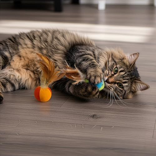 SmartyKat Flutter Balls Catnip Plush and Feather Cat Toys, Erratic Motion for Batting & Pouncing Fun for Cats & Kittens, Set of 2 - Image 7