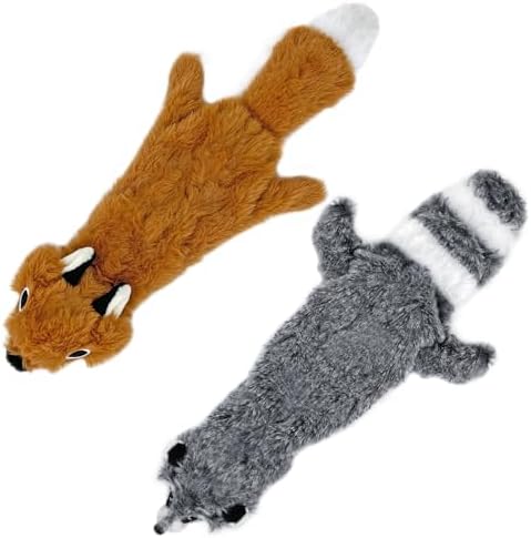 Best Pet Supplies 2-in-1 Stuffless Squeaky Dog Toy - Fox, Raccoon, Small by BestPetSuppliesLLC