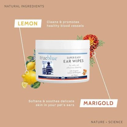 TrueBlue Lemon & Marigold Super Easy Dog Ear Wipes – Pre-Moistened Puppy Pads for Ear Cleaning – Cleansing Ear Wipe for Dogs, Puppies – Non-Toxic, All-Natural – 50 Count - Image 3