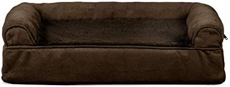 Furhaven Cooling Gel Dog Bed for Medium/Small Dogs w/ Removable Bolsters & Washable Cover, For Dogs Up to 35 lbs - Plush & Suede Sofa - Espresso, Medium by FurHaven