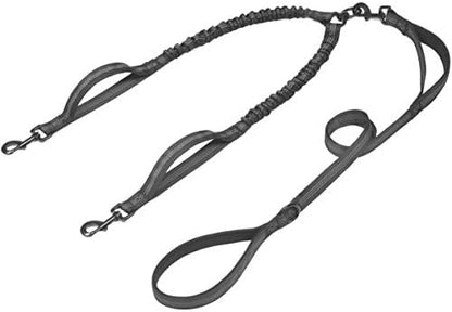 iYoShop Double Dog Leash with 3 Extra Traffic Handles, 15-120 lbs, Black by iYoShop