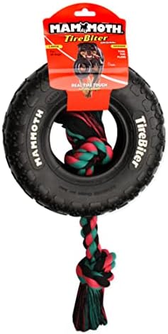 Mammoth TireBiter Originals with Cotton-Poly Rope – Natural Rubber Dog Toys – Dog Toys for Extra Long Interactive Play – Strong Chewer Toys for All Dog Breeds - Large, 10” - Image 2