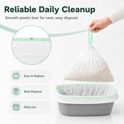 60 Pcs Extra Large Cat Litter Box Liners, 37 x 18 in Drawstring Kitty Waste Bags, Extra Thick Leakproof Tear-Resistant Heavy Duty Enhanced Load-Bearing Strength for Multi-Cat Waste Pans - Image 5