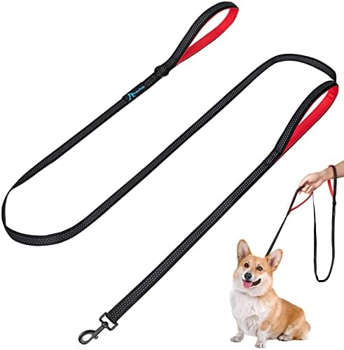 Dog Leash for Small to Medium Dogs 6 ft with 3 Reflective Stitching and 2 Traffic Padded Handles Dog Lead/Rope, Pet Leash for Running Walking Training (Black 1 Pack - 6 ft x 0.6 in) by PuppyDoggy