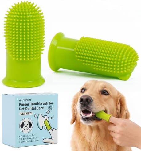 Dog Finger Toothbrush, 2-Pack Silicone by MORVIGIVE