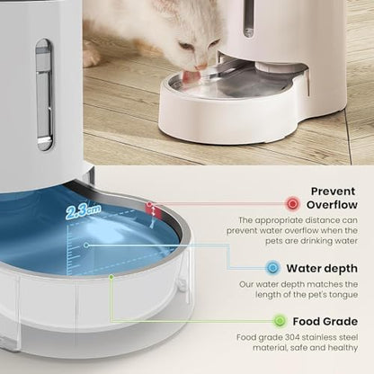 CZPET Automatic 4L/135Oz/1Gal Cat Water Dispenser with Stainless Steel Bowl, Gravity Waterer for Small Medium Dog Puppy Kitten (White) - Image 4