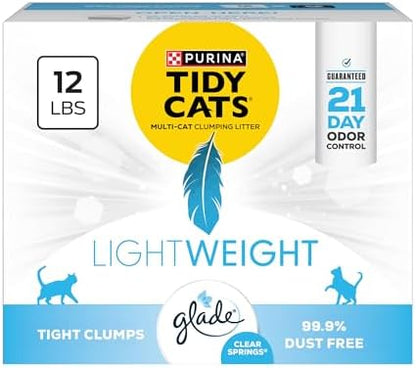 Purina Tidy Cats Lightweight Cat Litter, Glade Clear Springs Multi-Cat, Clumping, Low Dust, Scented Cat Litter, 12 lb. Box by PurinaTidyCatsLitter