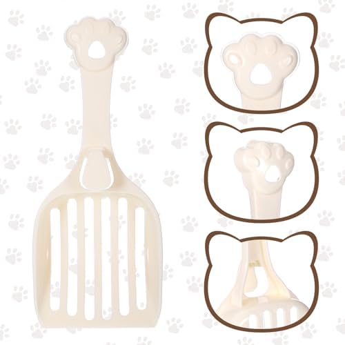 COMNICO Cat Litter Scoop, Durable Plastic Kitty Litter Sifter Scooper with Wide Slats Comfy Handle Deep Shovel Pooper Lifter Captures All Clumps for Easy Sifting Pine Pellets Box (Milky White) - Image 4