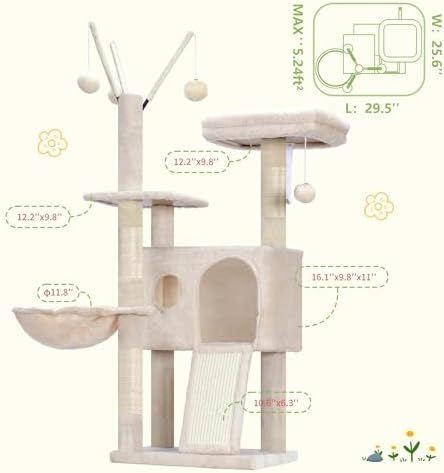 Hey-brother Cat Tree Tower with Removable Toys, Scratching Posts, MPJ008SM - Image 7