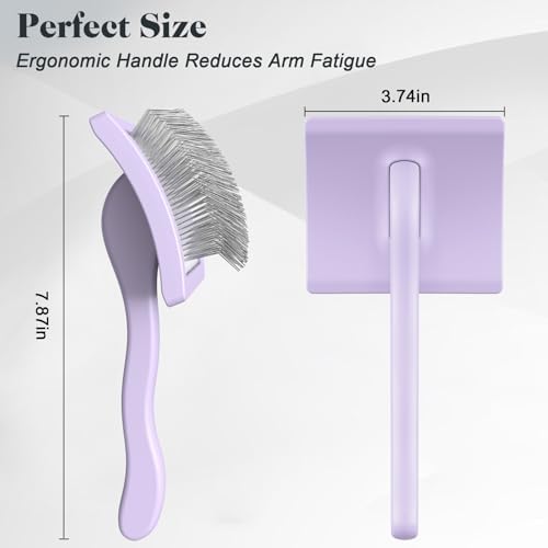 2PCS Slicker Brush for Dogs & Pet Comb,Professional Dog Grooming Brush (Goldendoodles,Poodles,Labradoodles) with Extra Long Pins to Effectively Remove Tangles, Knots and Mats (Light Purple, Large) - Image 6