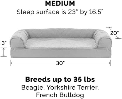 Furhaven Orthopedic Dog Bed for Medium/Small Dogs w/ Removable Bolsters & Washable Cover, For Dogs Up to 35 lbs - Quilted Sofa - Silver Gray, Medium - Image 3
