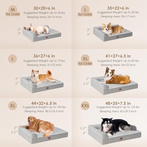 EHEYCIGA Orthopedic Dog Bed, Medium Memory Foam Dog Bed, Grey - Image 2
