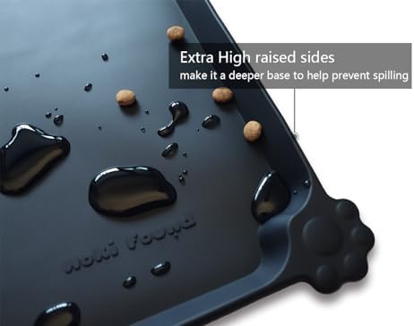 Hoki Found L Silicone Non Slip Pet Dog Cat Bowl Mats - Placemat, Waterproof Food Mats for Carpet - Black - Image 2