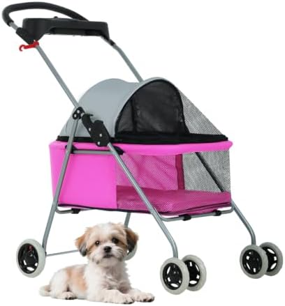 BestPet Foldable Pet Stroller for Small/Medium Dogs and Cats Up to 33 lbs by BestPet