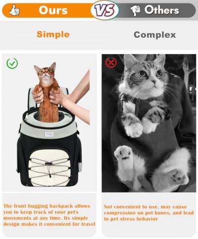 Pet Dog Carrier Backpack Small Dog Medium Cats Front Backpack with Storage Pockets,Adjustable Straps,Ventilated for Hiking Camping Travel,Max 14 lbs (Light Green) - Image 6