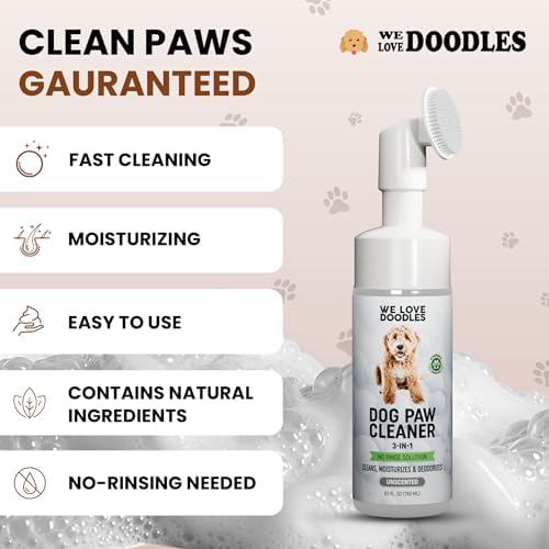 Dog Paw Cleaner, No-Rinse, 3-in-1 Silicone Bristle Brush, Unscented, 5 oz - Image 2