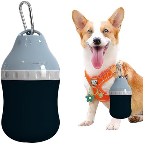 Dog Travel Water Bottle Detachable Bowl Leak Proof Portable ，Silicone Bottle Body，Collapsible and Suitable for Small Pets for Outdoor Walking, Hiking, Travel (Blue, 400 ml) by Unknown