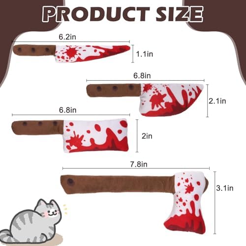 EXPAWLORER Cat Toys- 4 Psc Interactive Horror Knife Cat NipToy for Indoor Cats, Bite Resistant Chew Toys Teeth Cleaning,Gift Indoor Exercise for All Cat Breeds - Image 2
