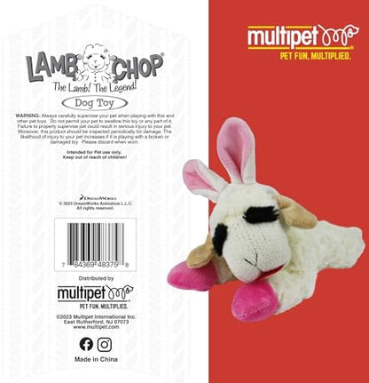 Multipet Lamb Chop Dog Plush Toy w/Easter Bunny Ears - Squeaky Toy for All Dogs - Extra Soft Plush - Stuffed Animal for Cuddling & Playing (6”, Cream/Pink) - Image 5