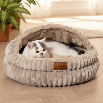 CHEERPALS Cat Cave Bed for Indoor Cats Covered Hooded Pet Bed with Cushion by CHEERPALS