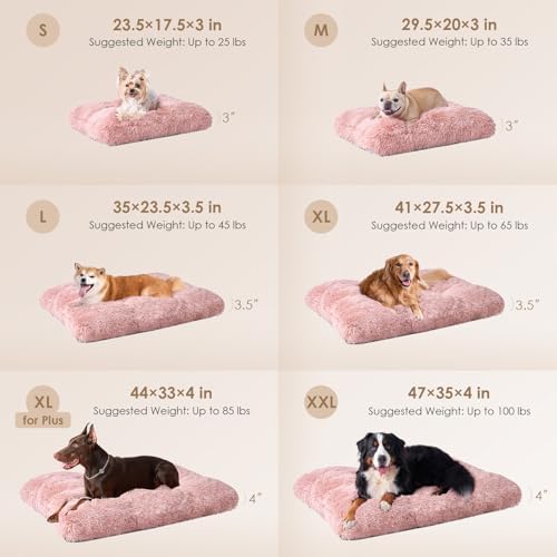EHEYCIGA Fluffy Dog Crate Bed, Plush Extra Large Dog Pillow, Pink - Image 3