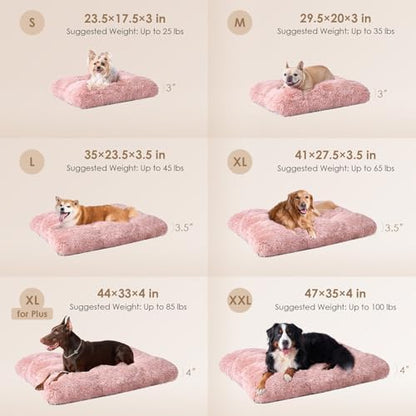 EHEYCIGA Fluffy Dog Crate Bed, Plush Extra Large Dog Pillow, Pink - Image 3