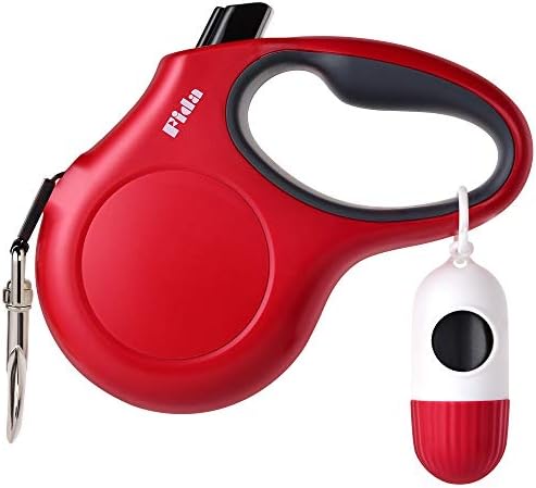 Fida Retractable Dog Leash with Dispenser and Poop Bags, 10 ft, Red by Fida