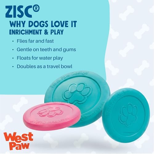 WEST PAW Zogoflex Zisc Dog Flying Disc, High Flying Aerodynamic Disc for Dogs Puppy – Lightweight, Floatable Disc for Fetch, Tug of War, Catch, Play – Doubles as Food/Water Bowl, Small 6.5", Geranium - Image 2