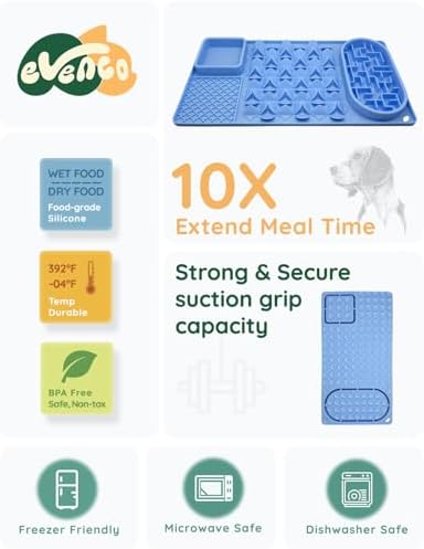 Slow Feeder Bowl for Large dog, Silicone Lick Mat & Snuffle Mat with Suction Cups - Interactive Puzzle Feeder to Slow Eating & Keep Busy, Reduce Vomiting & Relieve Boredom (21"x 11" Light Blue) - Image 3