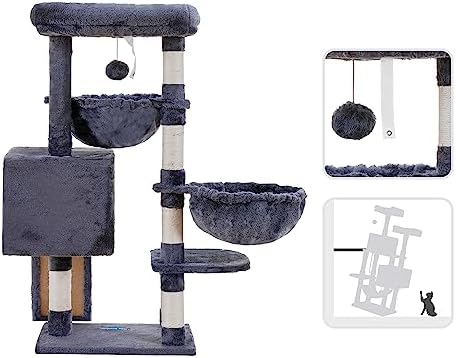 Hey-brother Cat Tree Tower with Large Bed, Hammocks, Scratcher, MPJ006SG - Image 7