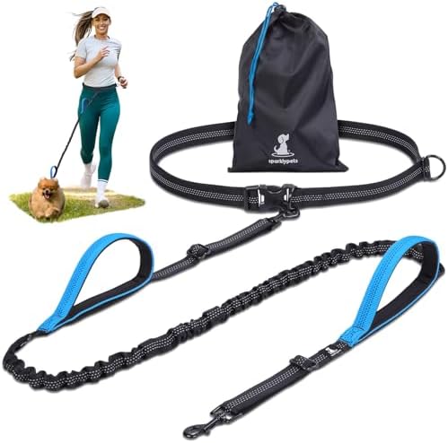 SparklyPets - Hands Free Dog Leash with Reflective Stitches - Waist Leash for Dog Walking, Hiking, Training, Jogging, Canicross, Running - for Small Dogs by SparklyPets