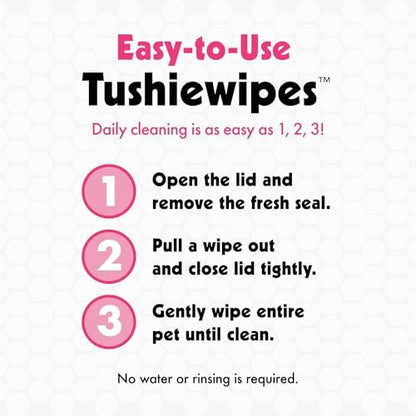 Petkin Tushie Wipes, 100 Wipes - Keep Pet's Bottom Clean - Absorbent, Easy to Use for Dogs, Cats, Puppies & Kittens - With Eau de Toilette - Image 6