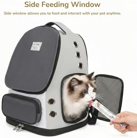 Cat Backpack Carrier, TSA Airline Approved Pet Travel Bag for Small Medium Dogs, Ventilated Hiking Camping Backpack for Cats, Kitten and Puppy up to 18 lbs, Gray Mesh - Image 4