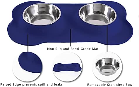 Hubulk Pet Dog Bowls 2 Stainless Steel Dog Bowl with No Spill Non-Skid Silicone Mat + Pet Food Scoop Water and Food Feeder Bowls for Feeding Small Medium Large Dogs Cats Puppies (Medium, Navy Blue) - Image 3