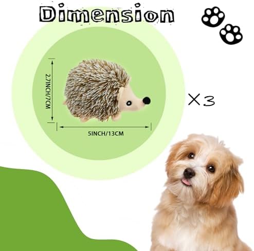 Dog Hide and Seek Toys Puppy Chew Squeaky Toys Plush Mushroom&Bamboo&Shell Hideout Stuffing with Squeakers Animals (3Pcs Squeaky Hedgehog Brown) - Image 3