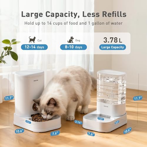 PAWGETHER® 2 Pack Gravity Cat Feeder and Water Dispenser No-Electricity 1 Gallon/3.5L Automatic Cat Feeder and Waterer Dog Water Bowl Dispenser Pet Food Dispenser Puppy Kitten Rabbits - Image 5