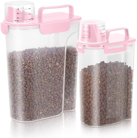 LEAWALK 8-12LBS Dog Food Storage Container, Upgraded Large Nozzle BPA-free, Plastic Pet Food Storage Containers With 4 Sealed Clasps, 1 Measuring Cup and Handle, Easy to Clean and Carry by LEAWALK