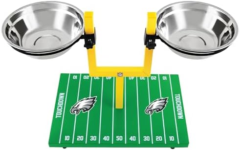 NFL Philadelphia Eagles Goalpost Football Field Dog Feeder – Adjustable Elevated Dog Bowls with Stand, 2 Stainless Steel Bowls, Non-Slip Rubber Feet, Raised Pet Feeder for Large & Small Dogs, Cats. - Image 5